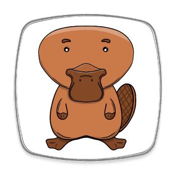 Niedlicher Schnabeltier Kawaii Australischer Tier-Cartoon - Viereckiger Kühlschrankmagnet - Weiß - Vorne