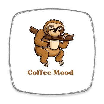 Faultier mit Kaffeetasse - Viereckiger Kühlschrankmagnet - Weiß - Vorne