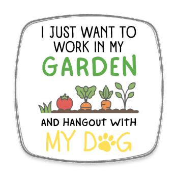 Gardening Dog Owner Mom Dad Pet Parents - Square fridge magnet - white - Front