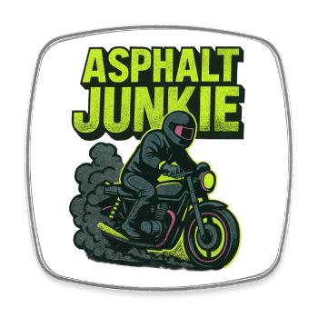 Asphalt Junkie – Motorrad - Viereckiger Kühlschrankmagnet - Weiß - Vorne