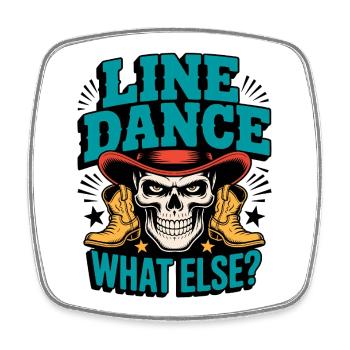Line Dance Skull with Boots - Square fridge magnet - white - Front
