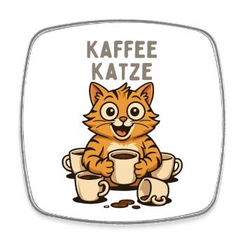 Kaffee Katze Cartoon Tasse Design - Viereckiger Kühlschrankmagnet - Weiß - Vorne