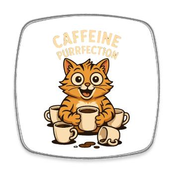Motif de Perfection de Café pour Chat - Magnet carré - blanc - Devant