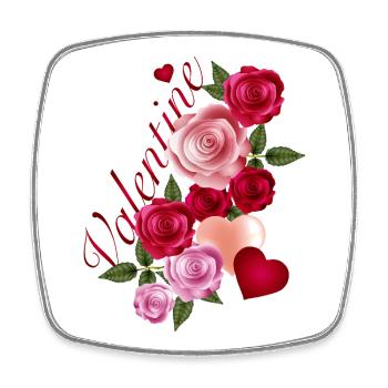 Rose garland with hearts in romantic style - Square fridge magnet - white - Front