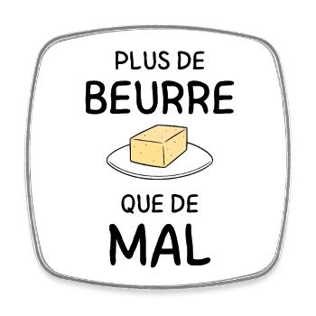 Butter block on gourmet gourmet plate - Square fridge magnet - white - Front