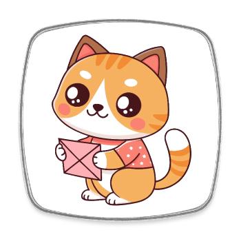 Kawaii-Katzenbriefhalter - Viereckiger Kühlschrankmagnet - Weiß - Vorne