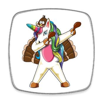 Taponnage de la licorne de la danse de la dinde de Thanksgiving - Magnet carré - blanc - Devant