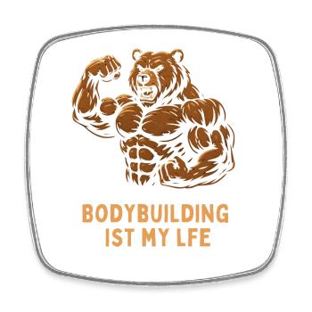 Le bodybuilding est ma vie – Bear - Magnet carré - blanc - Devant
