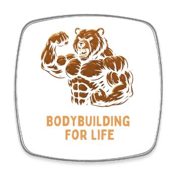 Bear Bodybuilder Power Motif - Square fridge magnet - white - Front