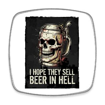 I Hope They Sell Beer in Hell – Skull - Viereckiger Kühlschrankmagnet - Weiß - Vorne