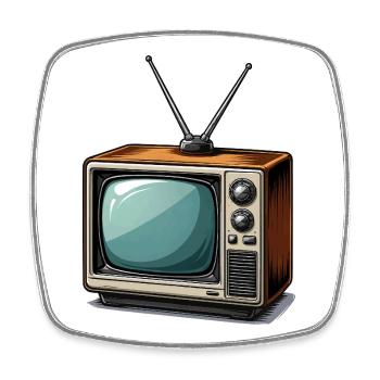 Retro Fernseher mit Antennen - Viereckiger Kühlschrankmagnet - Weiß - Vorne