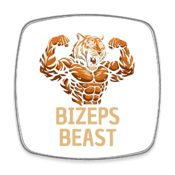 Bête Biceps Tigre de Puissance - Magnet carré - blanc - Devant
