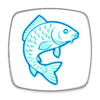 Neon Karpfen Fisch Leuchtend Angeln - Viereckiger Kühlschrankmagnet - Weiß - Vorne