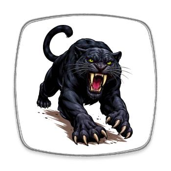 Schwarzer Panther Angriff - Viereckiger Kühlschrankmagnet - Weiß - Vorne