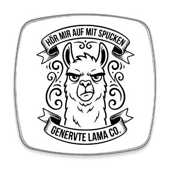 Genervtes Lama mit Spruch - Viereckiger Kühlschrankmagnet - Weiß - Vorne