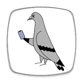 Pigeon Checking Phone – Minimal Illustration - Viereckiger Kühlschrankmagnet - Weiß - Vorne