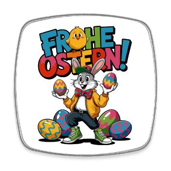 Joyeux lapin de Pâques - Magnet carré - blanc - Devant