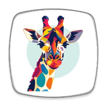 Motif coloré de tête abstraite de girafe - Magnet carré - blanc - Devant
