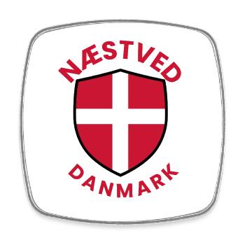 Nästved Denmark Flag Shield - Square fridge magnet - white - Front
