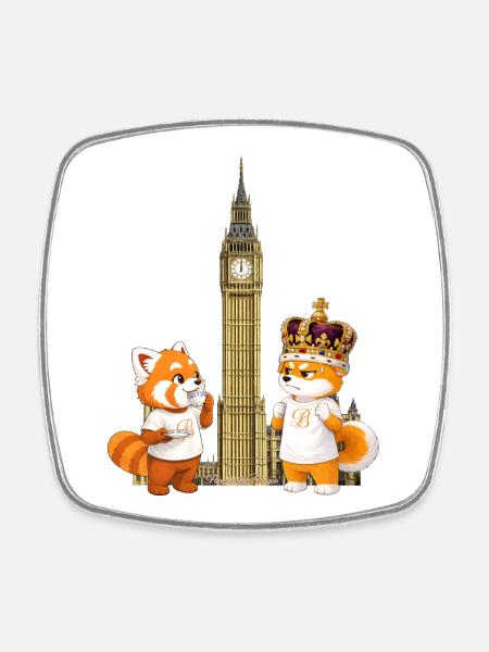 Lazy & Grumpy in London - Square fridge magnet - white