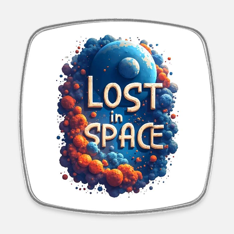 Lost in space - Square fridge magnet - white