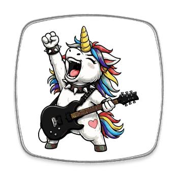 Rainbow Unicorn Rocker - Square fridge magnet - white - Front