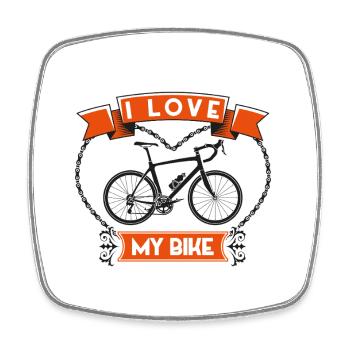 J’aime Mon Vélo – I Love My Bike - Magnet carré - blanc - Devant