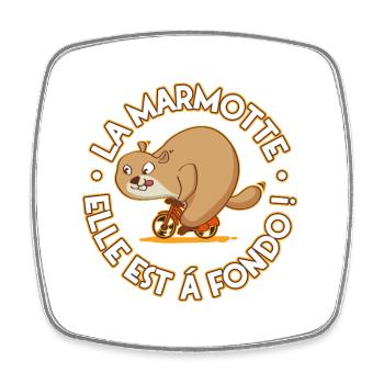 Groundhog cycling at full throttle - Square fridge magnet - white - Front