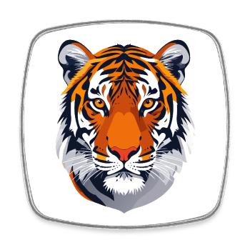 markantes Tigergesicht Tigerkopf Tiger Motiv - Viereckiger Kühlschrankmagnet - Weiß - Vorne