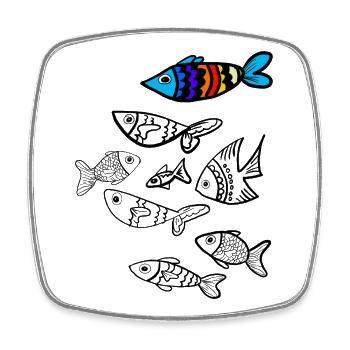 Bunter Fisch über Fische - Viereckiger Kühlschrankmagnet - Weiß - Vorne
