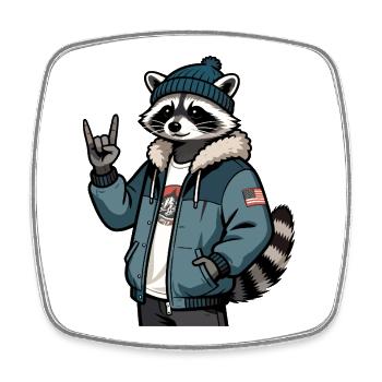 Cool raccoon - Square fridge magnet - white - Front