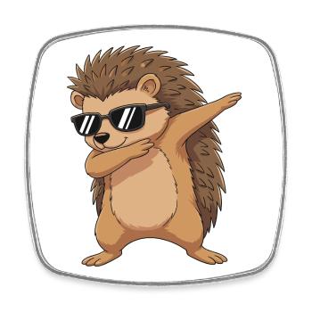 Cool Dabbing Hedgehog Sunglasses Cartoon-Kunst - Viereckiger Kühlschrankmagnet - Weiß - Vorne