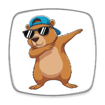 Cool Dabbing Bear Sonnenbrillen-Cartoon-Kunst - Viereckiger Kühlschrankmagnet - Weiß - Vorne