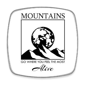 Mountain Range with the Moon - Square fridge magnet - white - Front