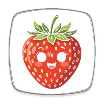 Erdbeere mit Gesicht Frucht lustig niedlich süß - Viereckiger Kühlschrankmagnet - Weiß - Vorne