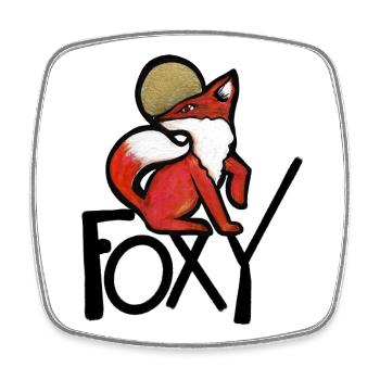 Crimson Fox mit Goldenem Halo - Viereckiger Kühlschrankmagnet - Weiß - Vorne