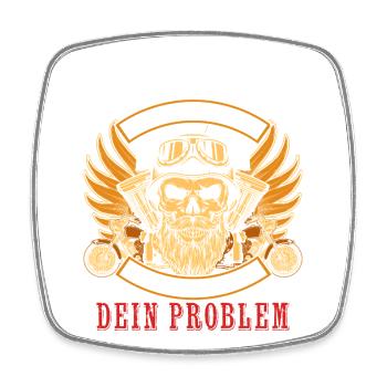 Als Gott mich schuf ging er grinsend zum Teufel - Viereckiger Kühlschrankmagnet - Weiß - Vorne
