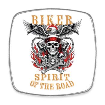Biker - Spirit of the Road - Viereckiger Kühlschrankmagnet - Weiß - Vorne