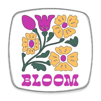 Blumen Pop Neon Pink - Viereckiger Kühlschrankmagnet - Weiß - Vorne