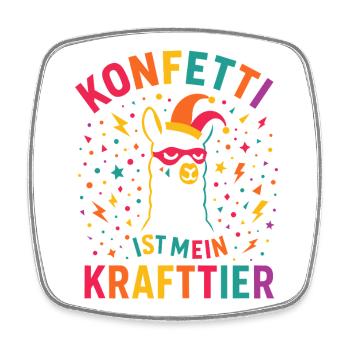 Confettis de carnaval en alpaga avec bonnet de fou - Magnet carré - blanc - Devant