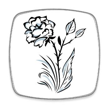 Stilisierte, umrandete Rose - Viereckiger Kühlschrankmagnet - Weiß - Vorne