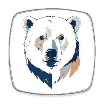 Polar Bear Polar Bear Head Drawing Head Design Motif - Square fridge magnet - white - Front