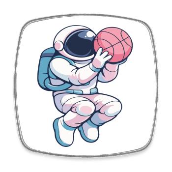 Astro Hoops: Lunar Dunk - Viereckiger Kühlschrankmagnet - Weiß - Vorne