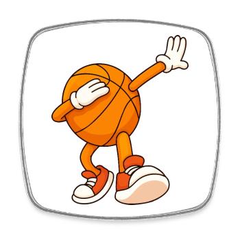 Basketball-Maskottchen Dunks - Viereckiger Kühlschrankmagnet - Weiß - Vorne
