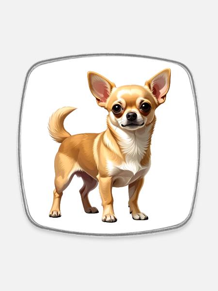 Fawn Chihuahua - Magnet carré - blanc