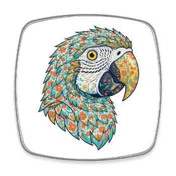 Colorful Flower Parrot Head - Square fridge magnet - white - Front