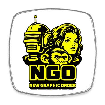 NGO Neon Pop Retro Portraits - Viereckiger Kühlschrankmagnet - Weiß - Vorne
