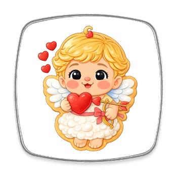 Motif biscuit doux ange de la Saint-Valentin avec cœur - Magnet carré - blanc - Devant