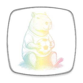 Fußball Capybara - Viereckiger Kühlschrankmagnet - Weiß - Vorne