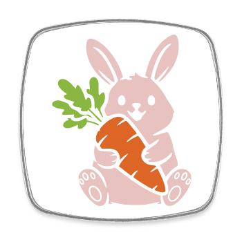 Süßer Hase mit Karotte Möhre Comic - Viereckiger Kühlschrankmagnet - Weiß - Vorne
